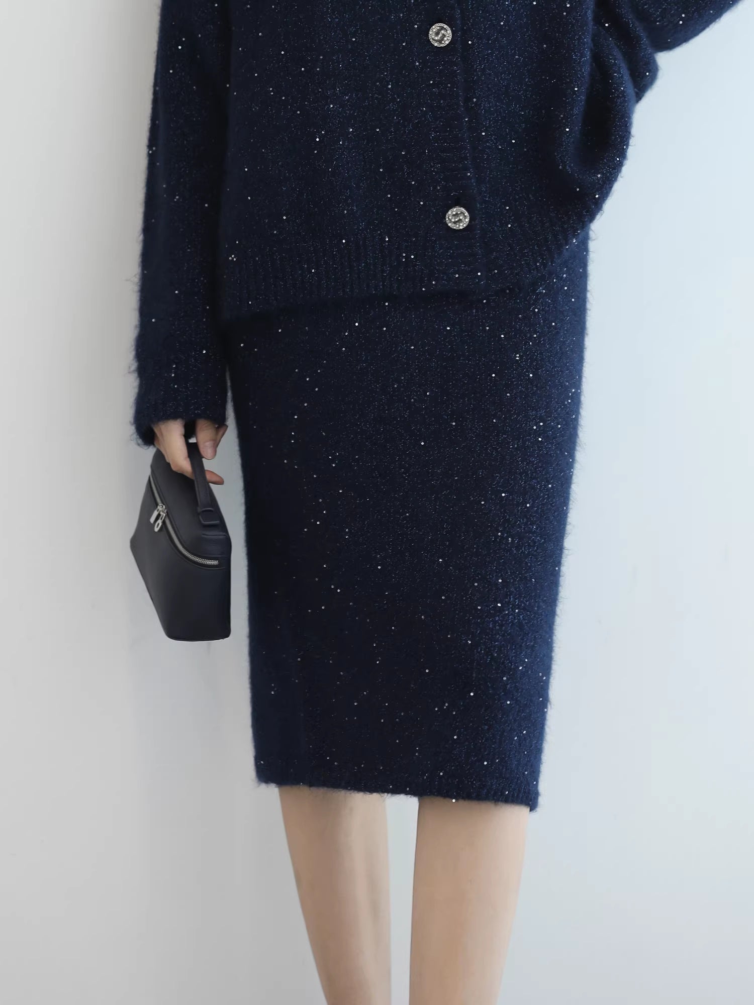COCOBELLA_Sparkle_Button_Loose_Fit_Commuter_Cardigan_Womens_Navy_Lurex_Sequin_Sweater_MISSTT