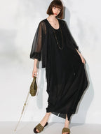 COCOBELLA Sparkling Rhinestone Tie French Loose V Neck Lantern Sleeves Knit Sweater