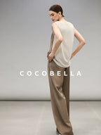 COCOBELLA Sparkling Sequin Lightweight Straight Cut V Neck Sleeveless Women Blouse Shirts
