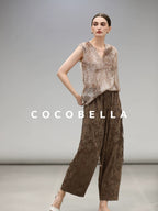 COCOBELLA Sparkling Sequin Lightweight Straight Cut V Neck Sleeveless Women Blouse Shirts