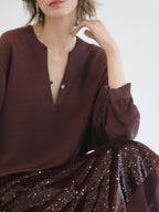 COCOBELLA Sparkling Sequin Mid Waist Elegant Office Wrap Straight H Line Polyester Skirts