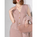 COCOBELLA_Sparkling_V_Neck_Button_Knit_Commuter_Chic_Honey_Pink_Workwear_Vest_MISSTT