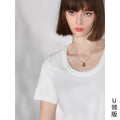 COCOBELLA_Stain_Resistant_Breathable_U_Neck_Straight_Cut_Casual_Women_White_Solid_T-Shirts_MISSTT