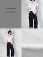 COCOBELLA Stain Resistant Breathable U Neck Straight Cut Casual Women White Solid T-Shirts