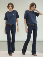COCOBELLA Stretch High Waist Vintage Skinny Denim Jeans Women Dark Blue Zipper Fly Pants
