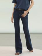 COCOBELLA Stretch High Waist Vintage Skinny Denim Jeans Women Dark Blue Zipper Fly Pants