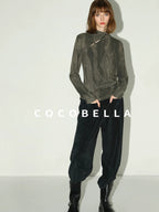 COCOBELLA Stretch Mid Rise Vintage Commuter Harem Pockets Women Charcoal Pants