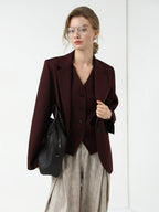 COCOBELLA Stretch Polyester Blend V Neck Short Single Button Commuter Tailored Casual Vest