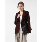 COCOBELLA_Stretch_Polyester_Single_Button_Straight_Cut_Office_Work_Women_Solid_Red_Blazers_MISSTT