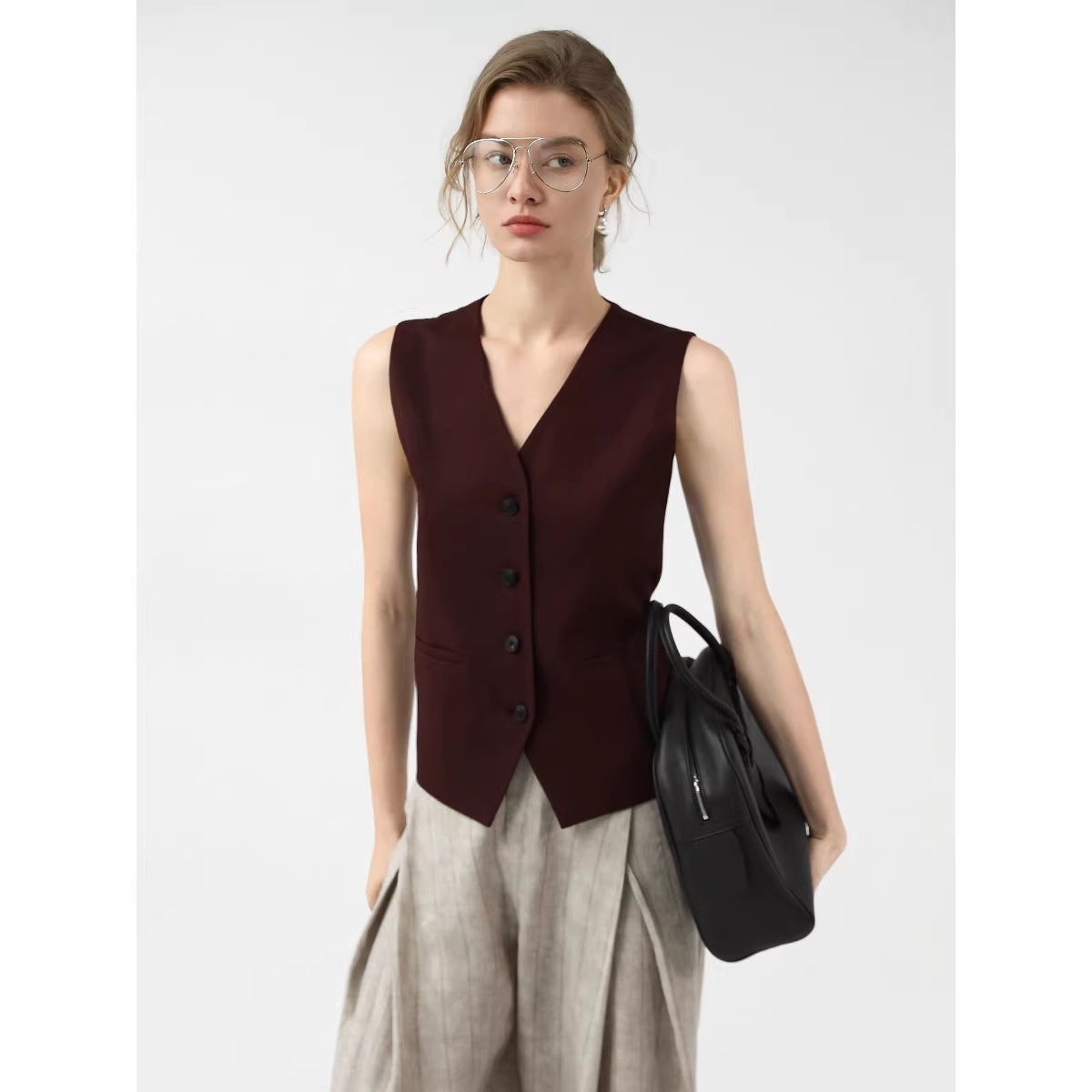 COCOBELLA_Stretch_Polyester_Single_Button_Straight_Cut_Office_Work_Women_Solid_Red_Blazers_MISSTT