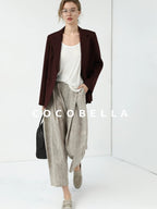 COCOBELLA Stretch Polyester Single Button Straight Cut Office Work Women Solid Red Blazers