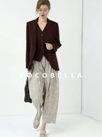 COCOBELLA Stretch Polyester Single Button Straight Cut Office Work Women Solid Red Blazers