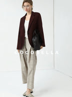 COCOBELLA Stretch Polyester Single Button Straight Cut Office Work Women Solid Red Blazers