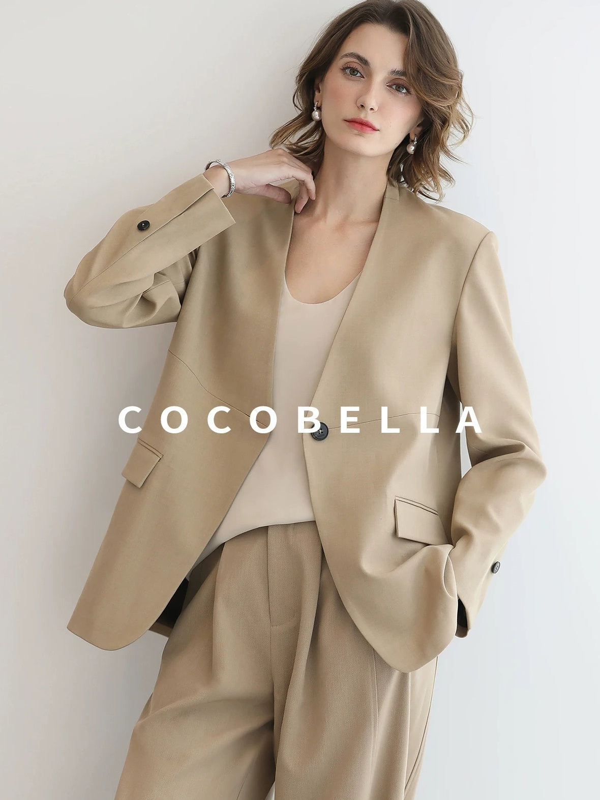 COCOBELLA Stretch Polyester Straight Fit One Button Women Work To Casual Blazers