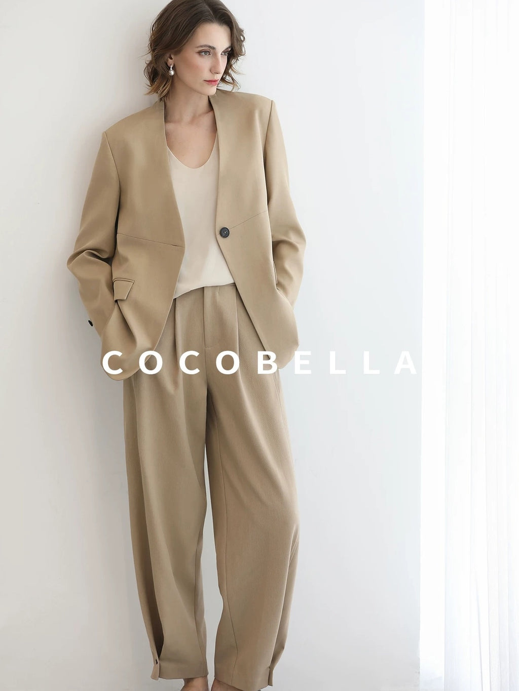 COCOBELLA Stretch Polyester Straight Fit One Button Women Work To Casual Blazers