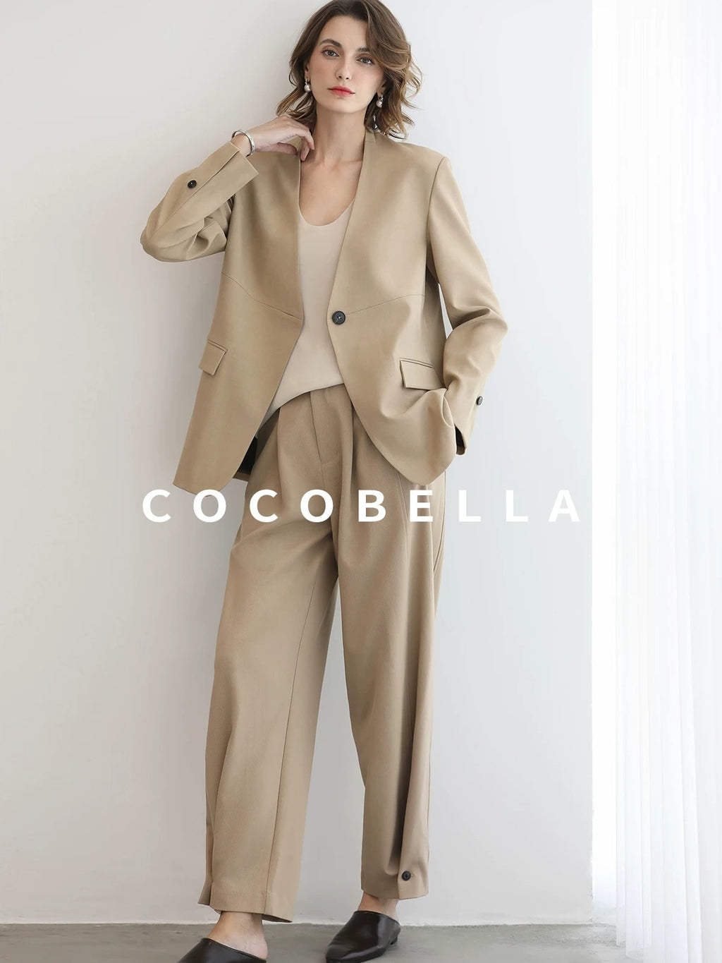 COCOBELLA Stretch Polyester Straight Fit One Button Women Work To Casual Blazers