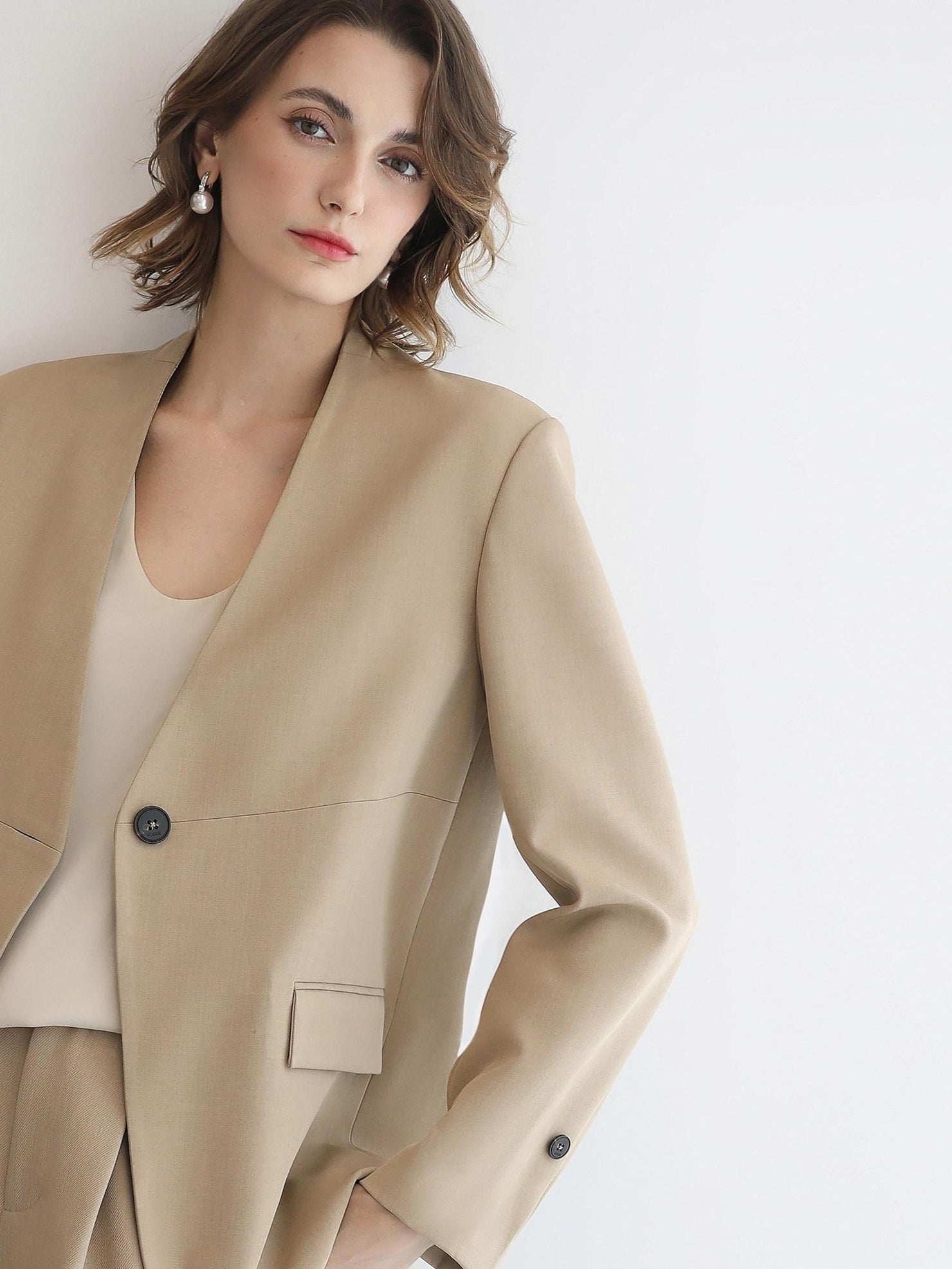COCOBELLA Stretch Polyester Straight Fit One Button Women Work To Casual Blazers