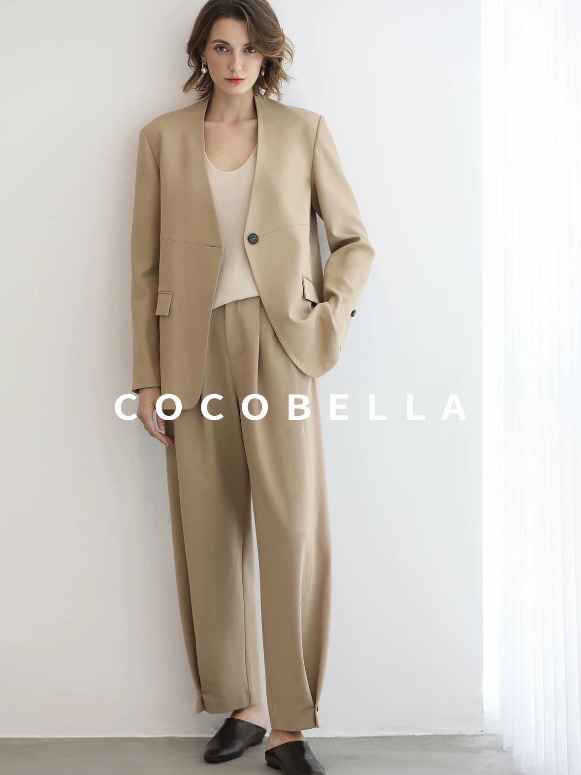 COCOBELLA Stretch Polyester Straight Fit One Button Women Work To Casual Blazers