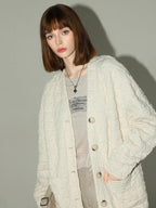 COCOBELLA Stretch Polyester V Neck Button Straight Fit Commuter Women Knit Sweater