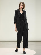 COCOBELLA Striped Slim Fit Commuter Tailored Notch Lapel Women Casual Work Blazers
