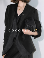 COCOBELLA Structured Straight Cut Patchwork Mesh Pocket Office Women Tailored Blazers