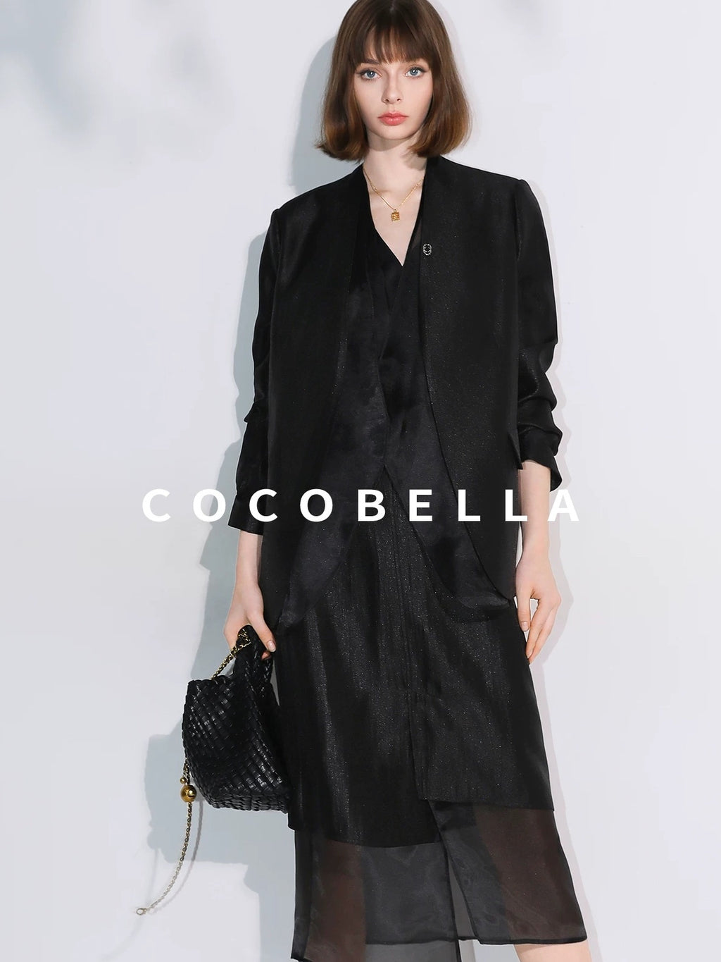 COCOBELLA Structured Straight Cut Patchwork Mesh Pocket Office Women Tailored Blazers
