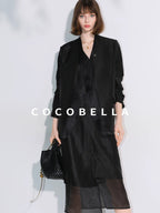 COCOBELLA Structured Straight Cut Patchwork Mesh Pocket Office Women Tailored Blazers