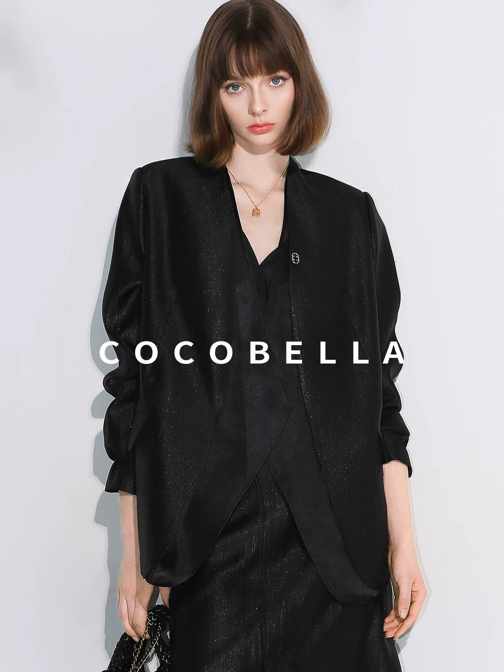 COCOBELLA Structured Straight Cut Patchwork Mesh Pocket Office Women Tailored Blazers