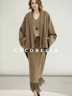 COCOBELLA Subtle Sequin Relaxed Fit V Neck Long Sleeve Women Work Knit Acrylic Sweater