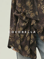COCOBELLA Sun Protection Elegant Loose Asymmetric Floral Ruffle Women Long Sleeve Shirts