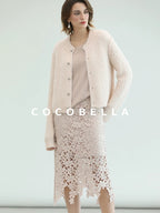 COCOBELLA Sweet Button Cardigan Straight Fit Round Neck Women Cloud Pink Sweater