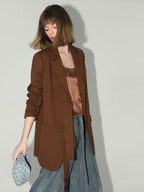 COCOBELLA Tailored Chestnut Slim Fit Single Breasted Notched Lapel Office Workwear Blazers