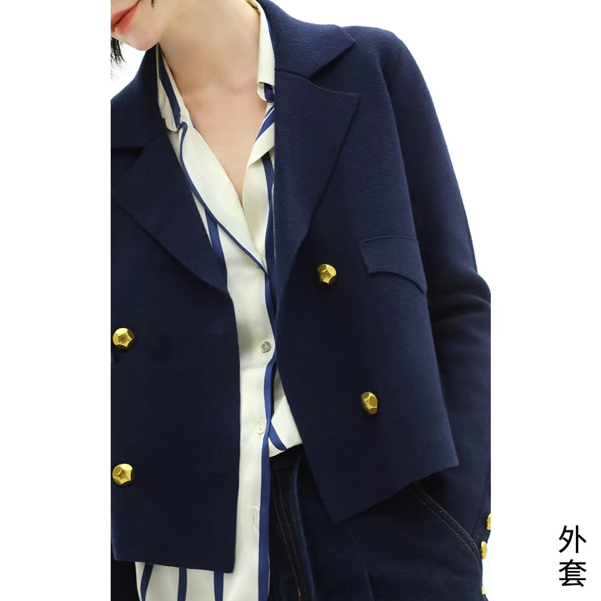 COCOBELLA_Tailored_Double_Breasted_Straight_Cut_Button_Detail_Women_Office_Navy_Blazers_MISSTT
