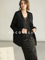 COCOBELLA Tailored One Button Straight Cut Pockets Women Commuter Black Blazers