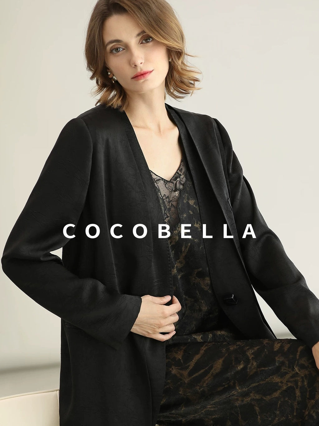 COCOBELLA Tailored One Button Straight Cut Pockets Women Commuter Black Blazers