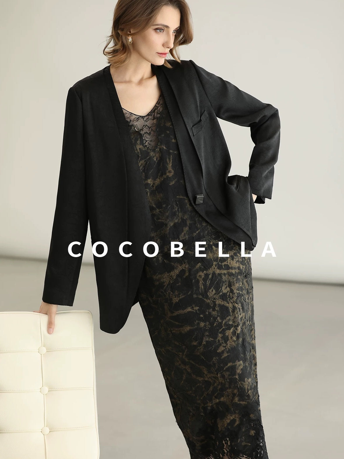 COCOBELLA Tailored One Button Straight Cut Pockets Women Commuter Black Blazers