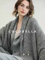 COCOBELLA Tailored Single Button Straight Midlength Notch Lapel Women Pockets Grey Blazers