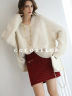 COCOBELLA Textured V Neck Loose Fit Office Chic Women Knit Acrylic Blend Sweater
