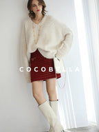 COCOBELLA Textured V Neck Loose Fit Office Chic Women Knit Acrylic Blend Sweater