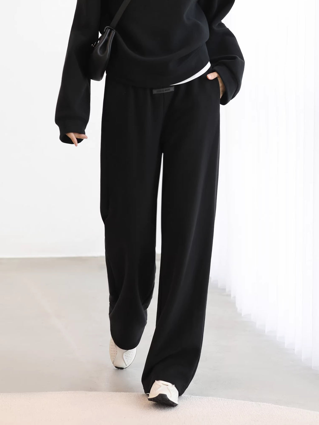 COCOBELLA_Thermal_High_Stretch_Wide_Leg_Natural_Waist_Office_Women_Cotton_Black_Pants_MISSTT