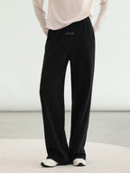 COCOBELLA Thermal High Stretch Wide Leg Natural Waist Office Women Cotton Black Pants
