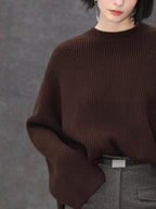 COCOBELLA Thick Acrylic Blend Textured Stitch Straight Fit Office Women Knit Sweater