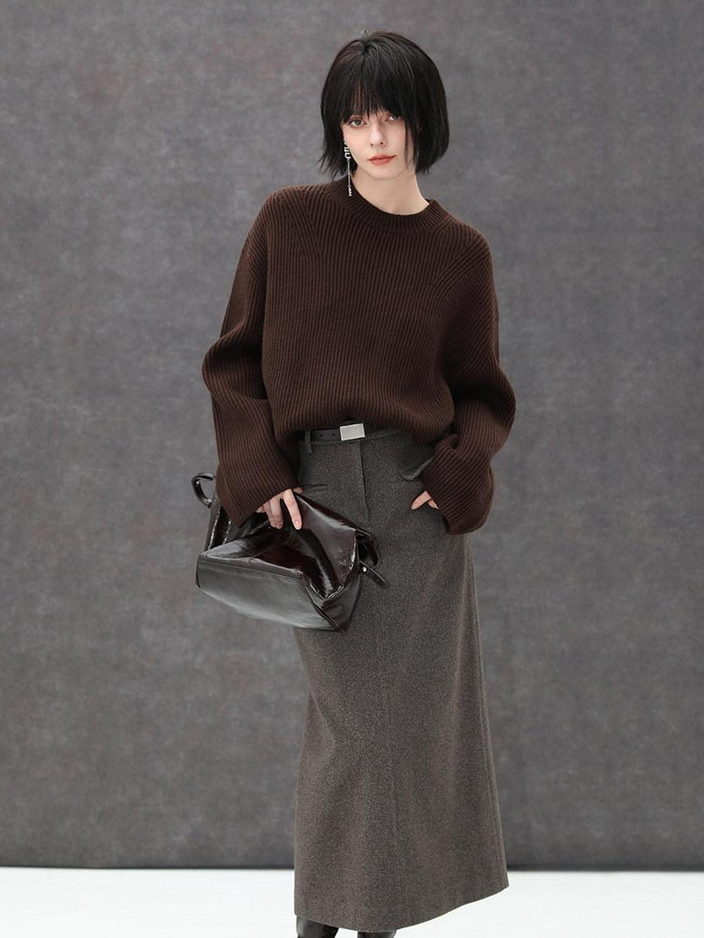 COCOBELLA Thick Acrylic Blend Textured Stitch Straight Fit Office Women Knit Sweater