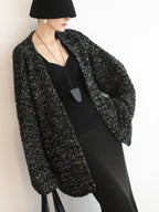 COCOBELLA Thick Commuter Loose Fit Mid Length Longsleeve Buttoned Knit Panda Color Sweater