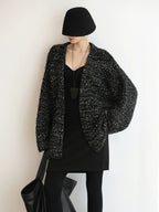 COCOBELLA Thick Commuter Loose Fit Mid Length Longsleeve Buttoned Knit Panda Color Sweater