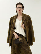 COCOBELLA Thick Cotton Washed Straight Notch Lapel Single Button Women Office Blazers