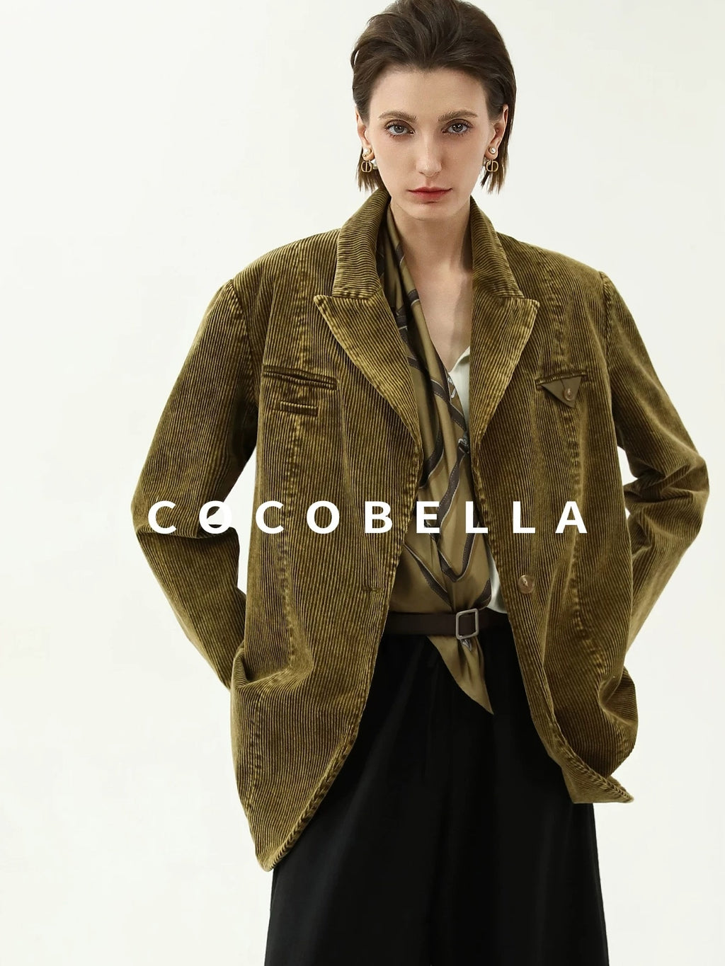 COCOBELLA Thick Cotton Washed Straight Notch Lapel Single Button Women Office Blazers