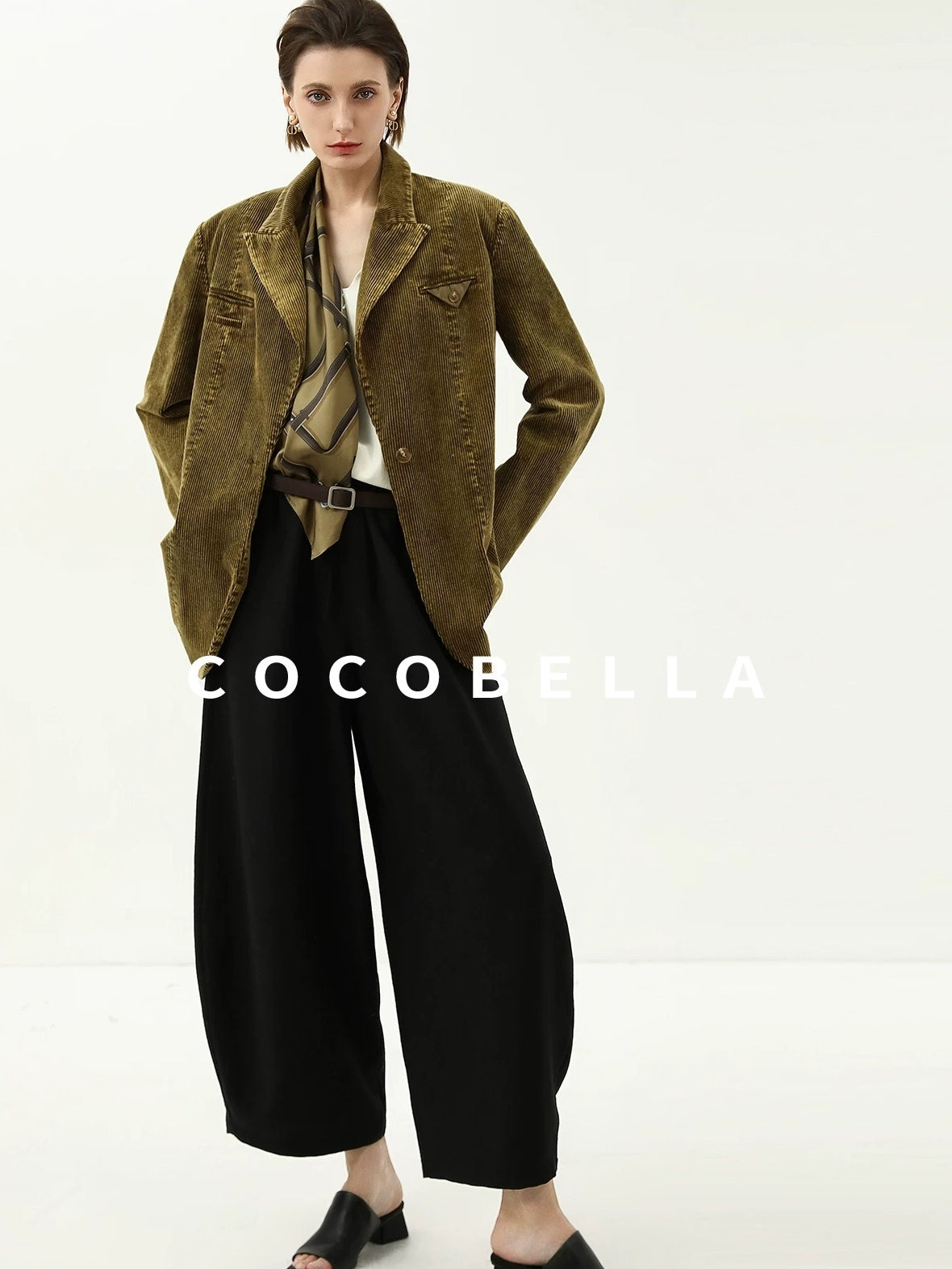 COCOBELLA Thick Cotton Washed Straight Notch Lapel Single Button Women Office Blazers