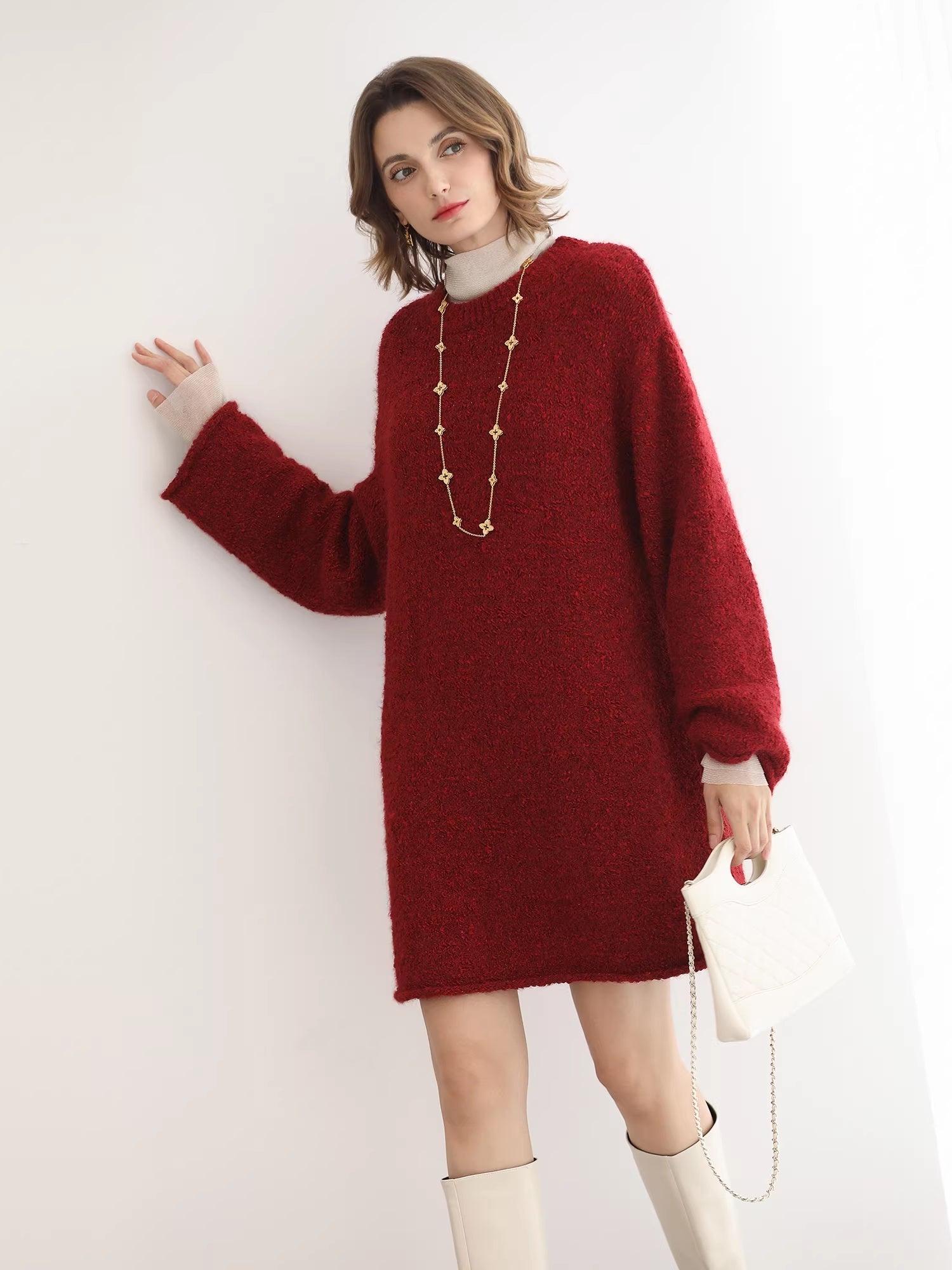 COCOBELLA_Thick_Cozy_Knit_Loose_Fit_Office_Round_Neck_For_Women_Cherry_Red_Sweater_MISSTT