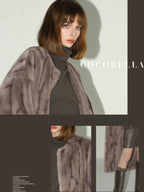COCOBELLA Thick Faux Fur Longline Loose Fit Round Neck Office Ladies Mink Coats
